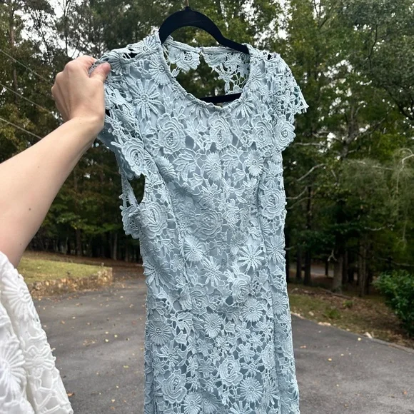 Lulu's Soft Blue Lace Mini Dress - Picture 4 of 11